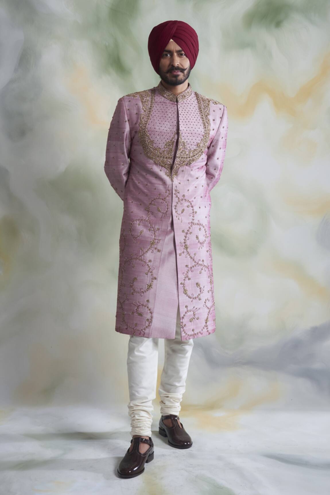Gargee Designers Floral Embroidered Sherwani Set 