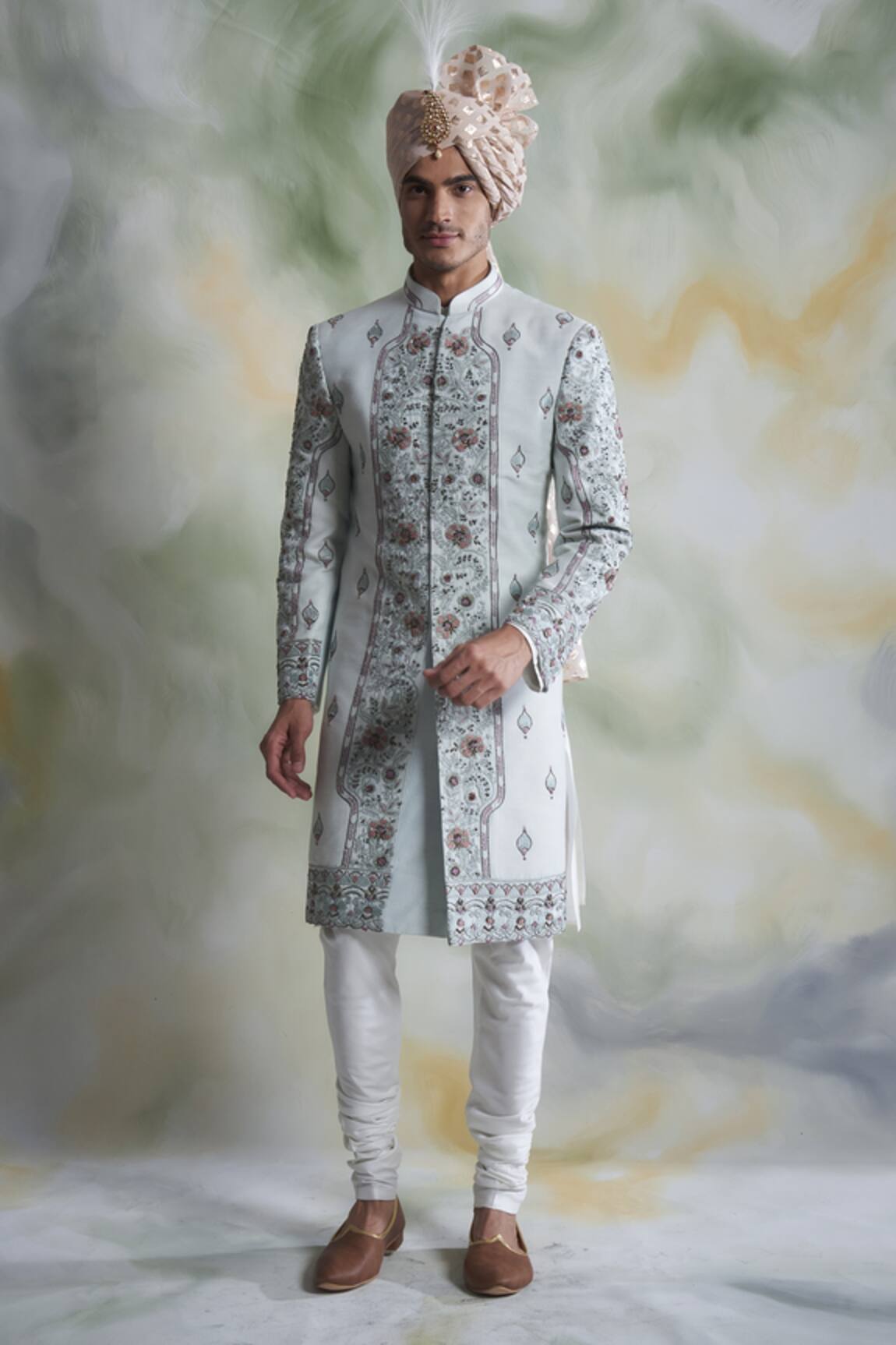 Gargee Designers Floral Embroidered Sherwani Set 