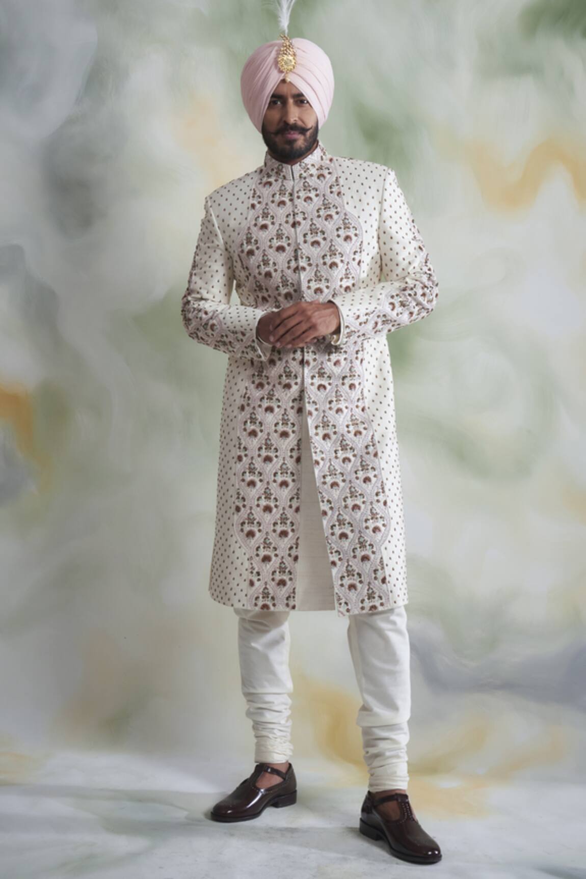Gargee Designers Floral Embroidered Sherwani Set 