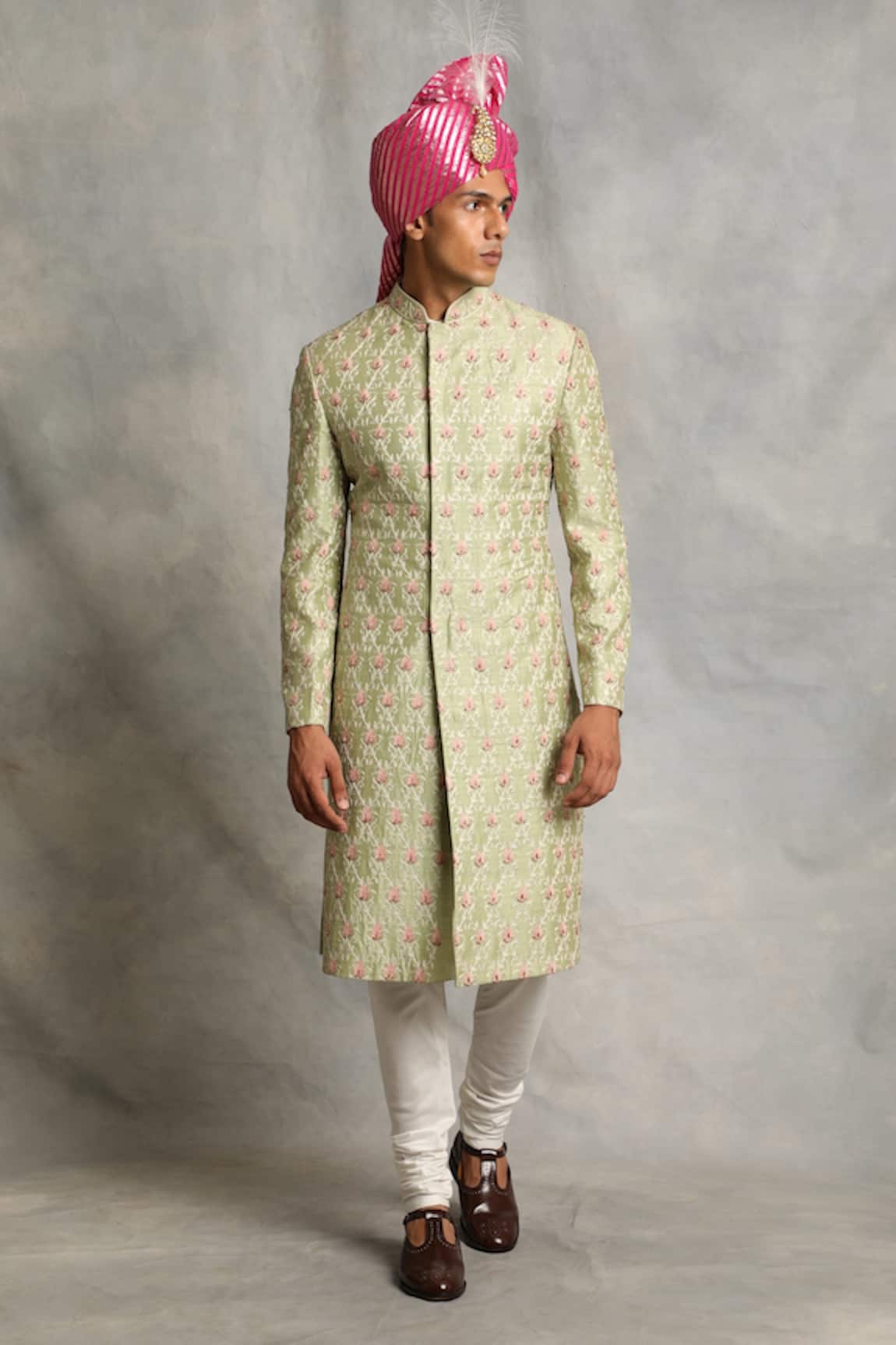 Gargee Designers Floral Embroidered Sherwani Set 