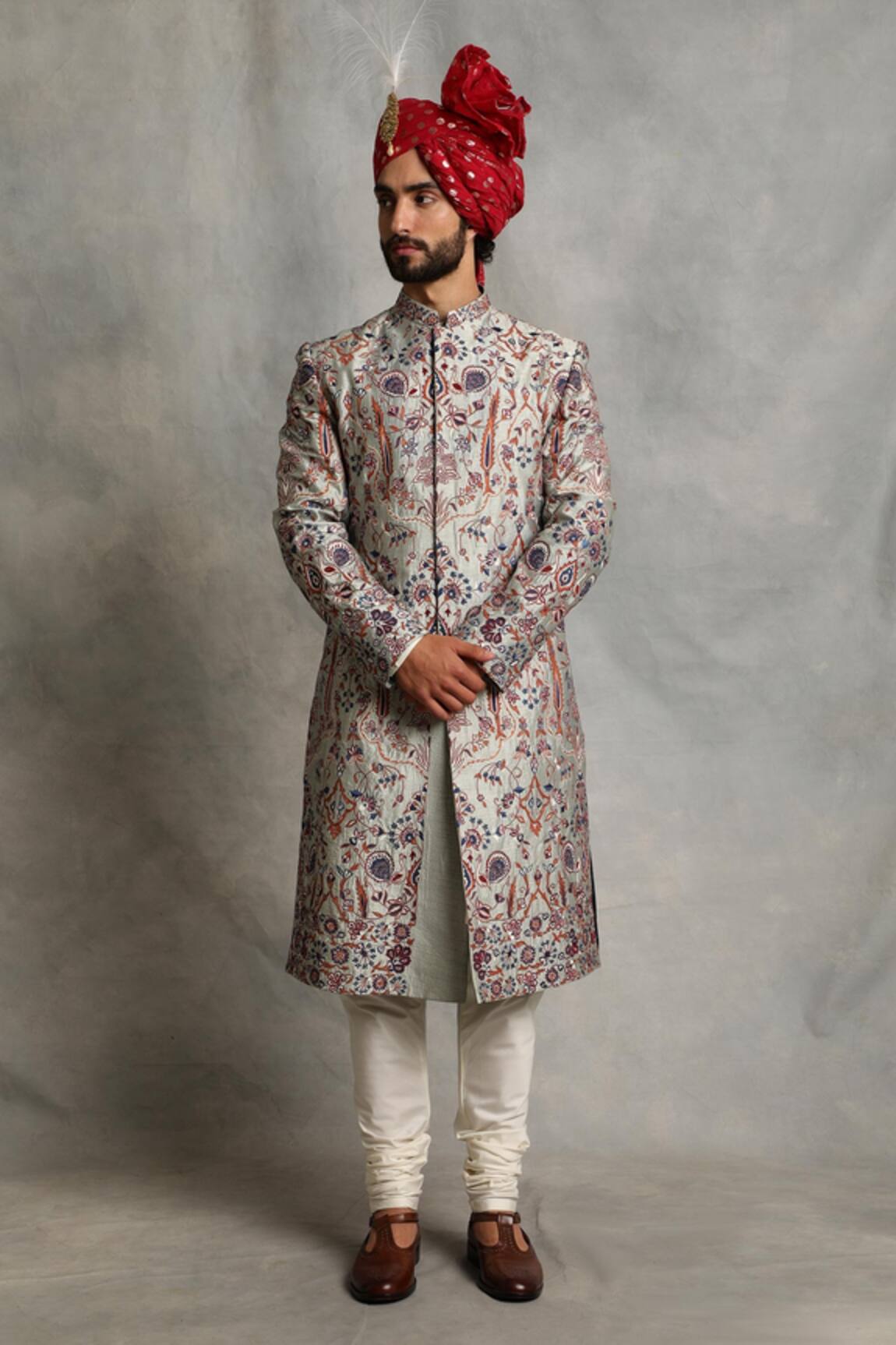 Gargee Designers Floral Embroidered Sherwani Set 