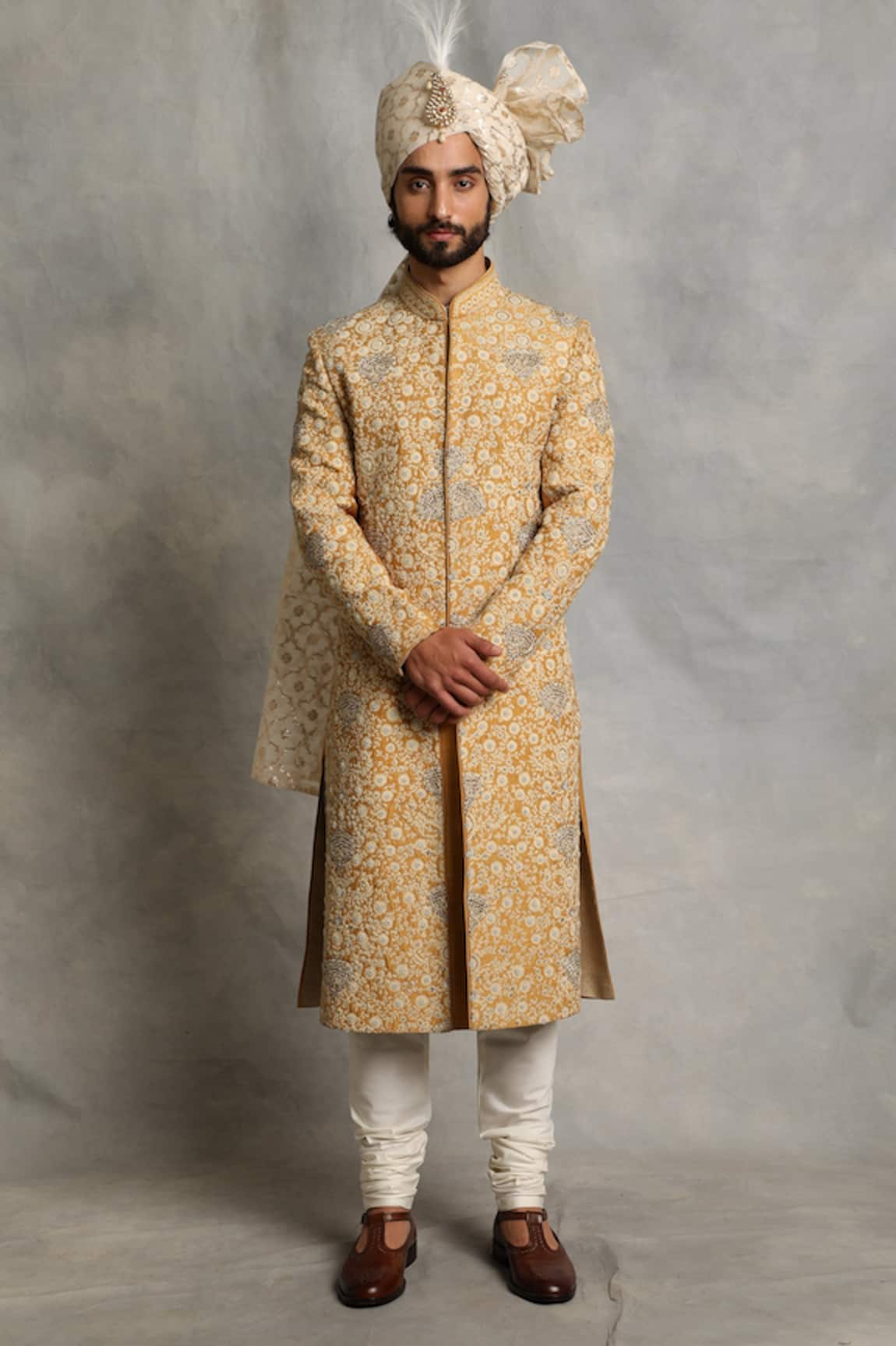 Gargee Designers Floral Embroidered Sherwani Set