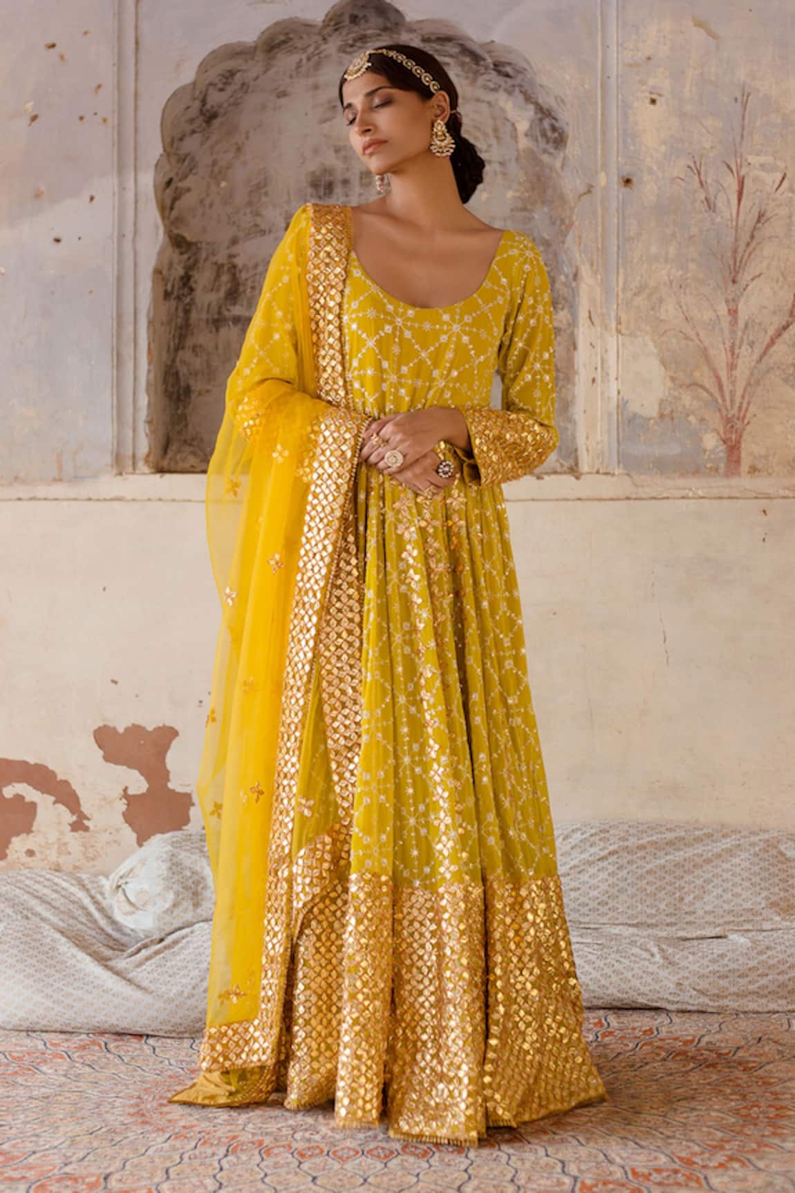 Gulabo Jaipur Mallika Embroidered Anarkali With Dupatta
