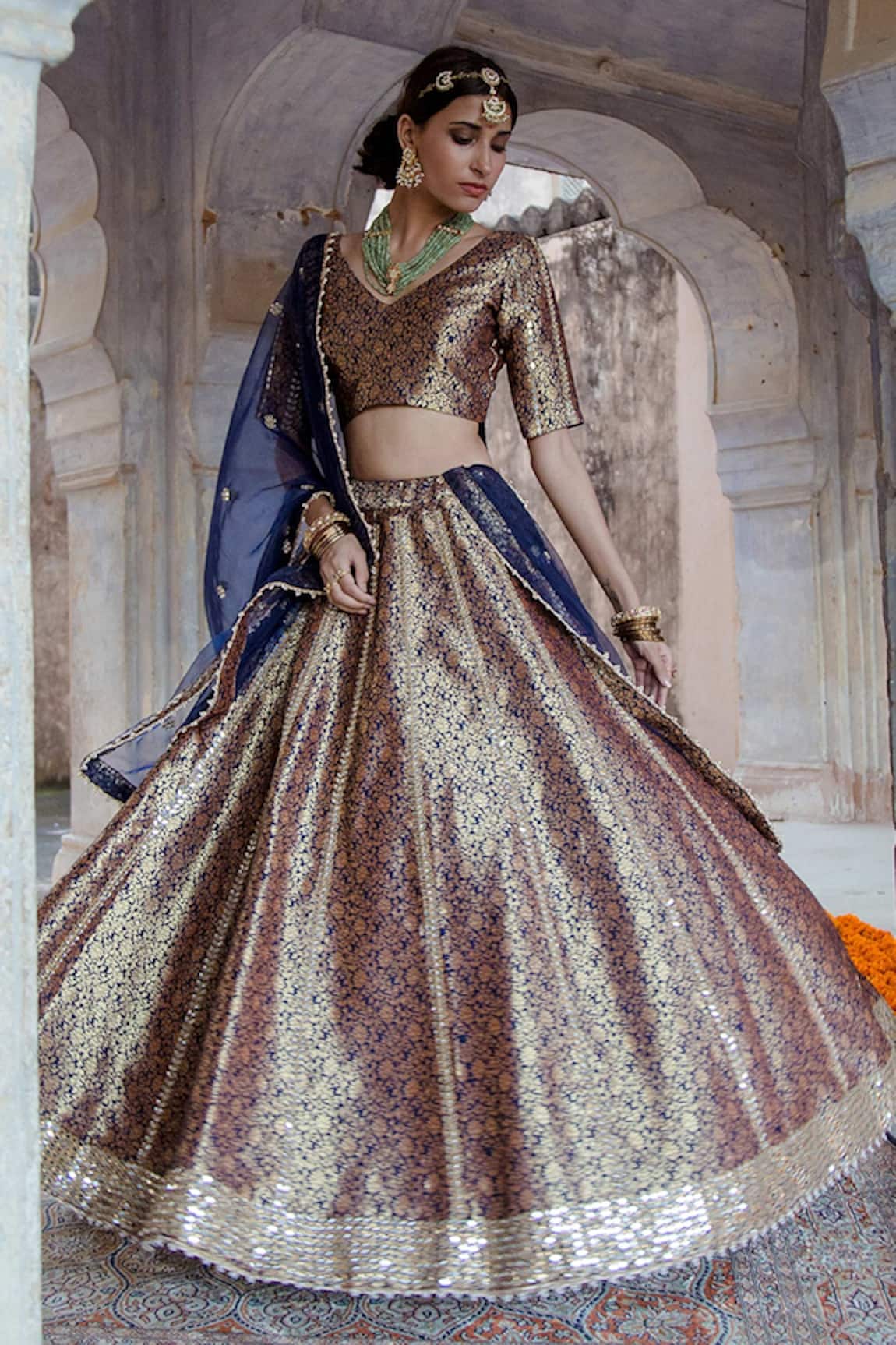 Gulabo Jaipur Swati Lehenga Set With Unstitched Blouse Fabric 
