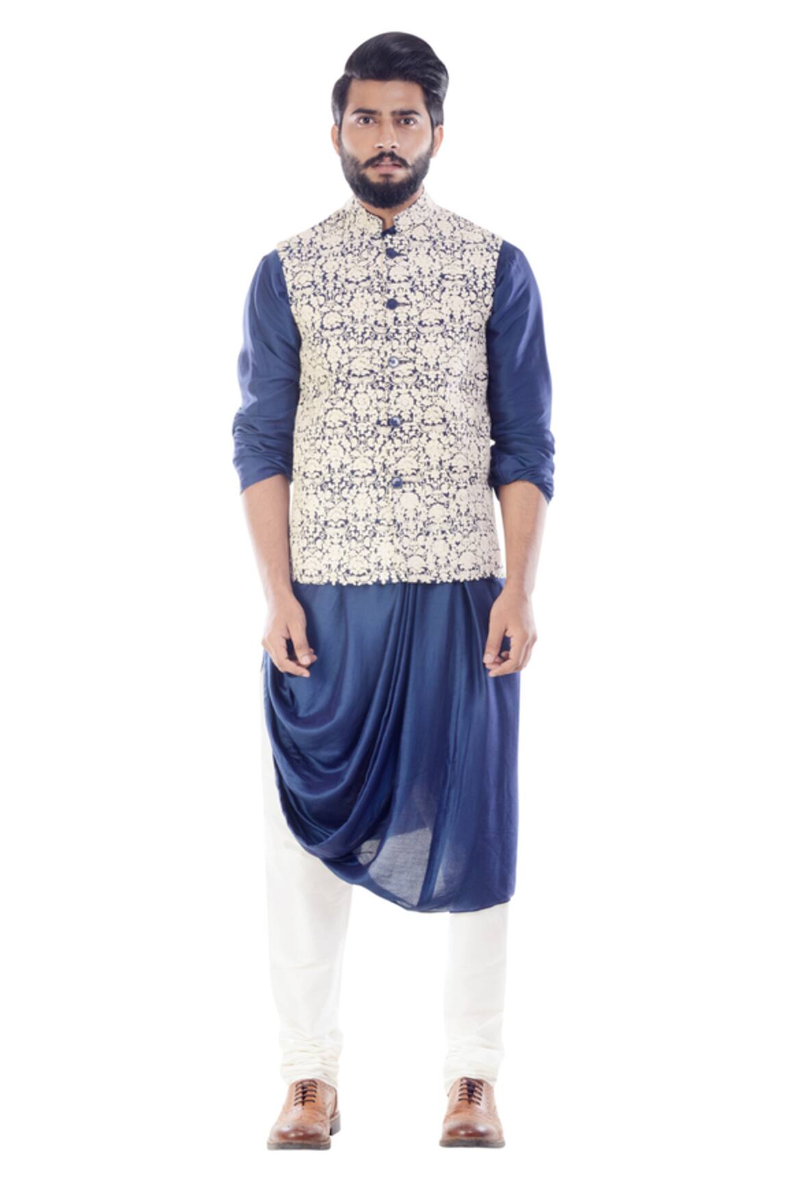 Smriti By Anju Agarwal Embroidered Bundi & Draped Kurta Set 