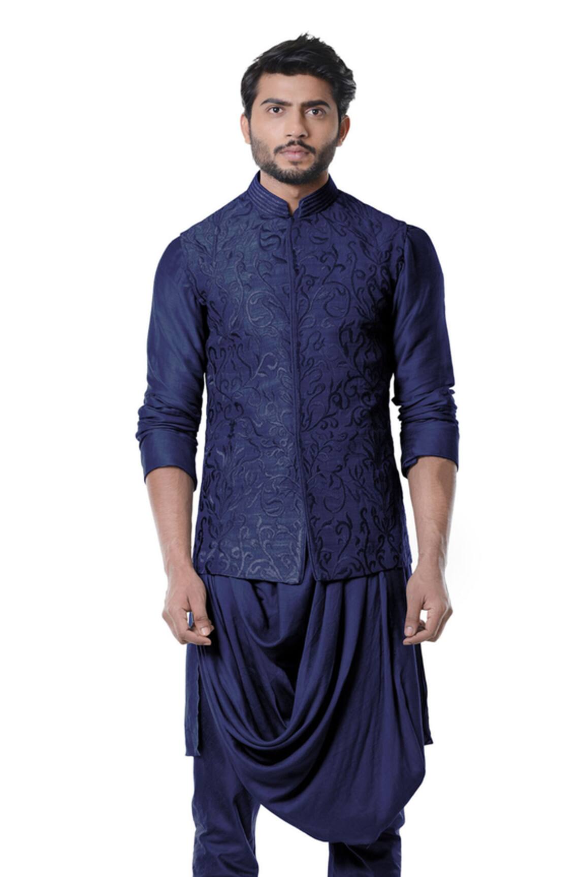 Smriti By Anju Agarwal Embroidered Bundi & Draped Kurta Set