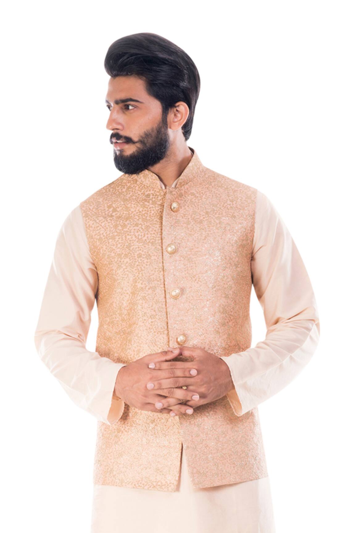 Smriti by Anju Agarwal Embroidered Bundi & Kurta Set