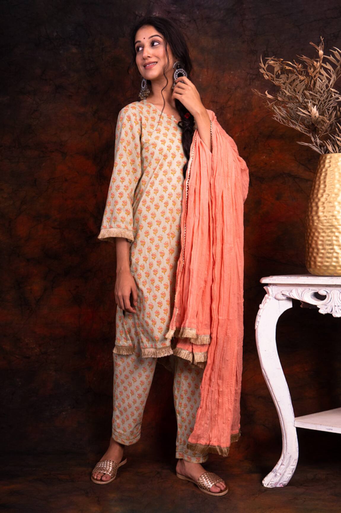 Tashee Block Print Kurta Set