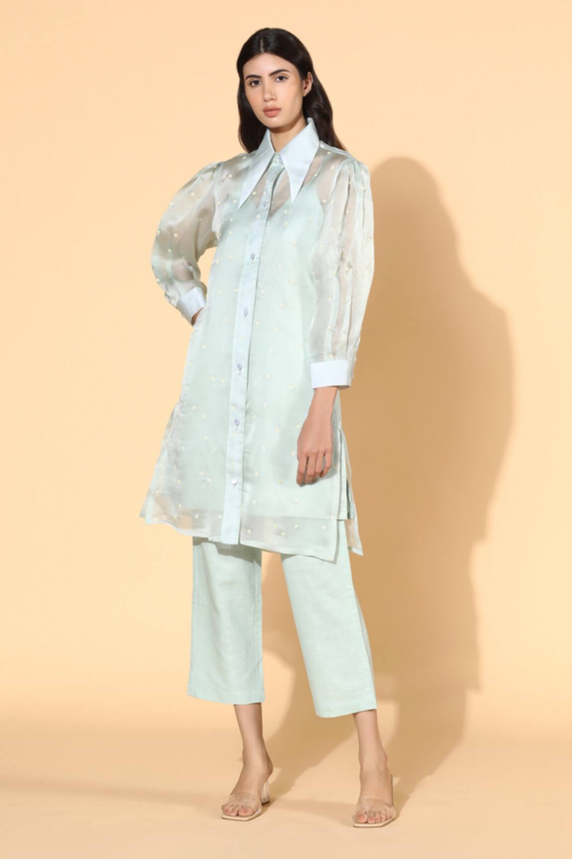 Meadow Silk Organza Tunic & Cotton Linen Pant Set