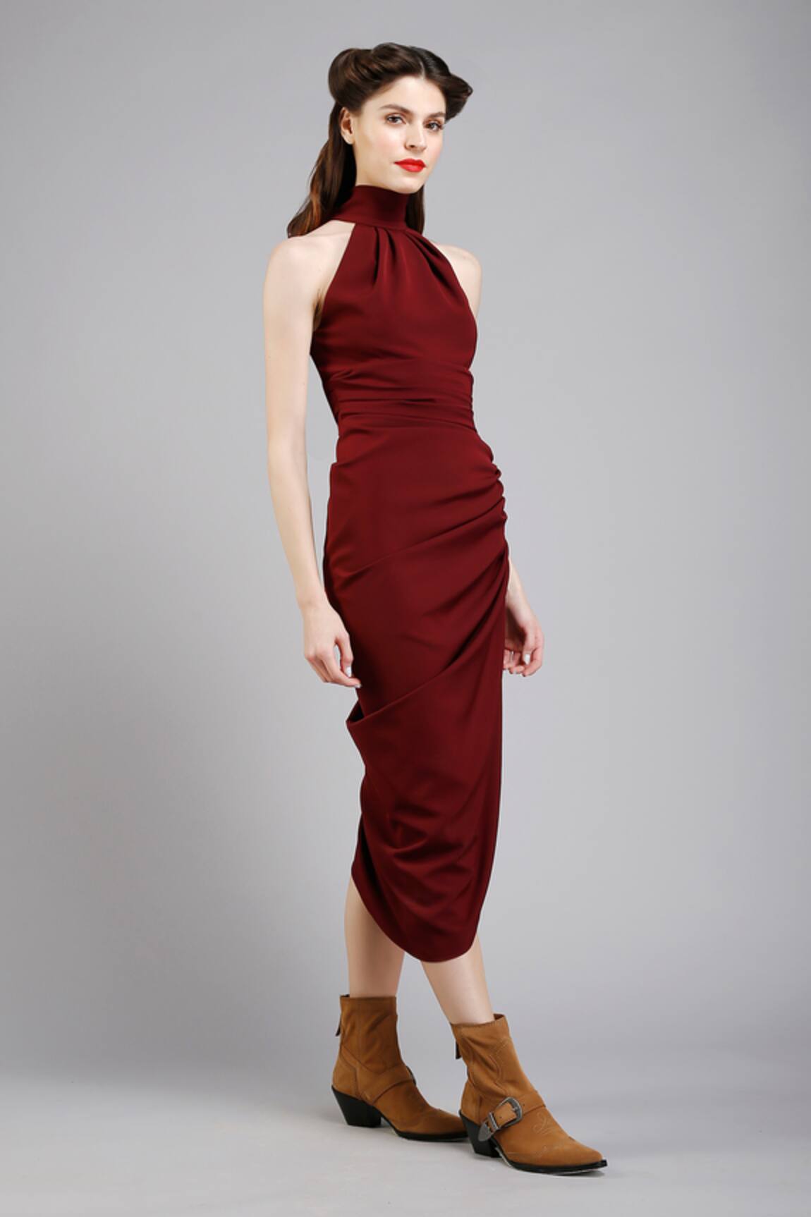 Gauri & Nainika Asymmetric Halter Dress