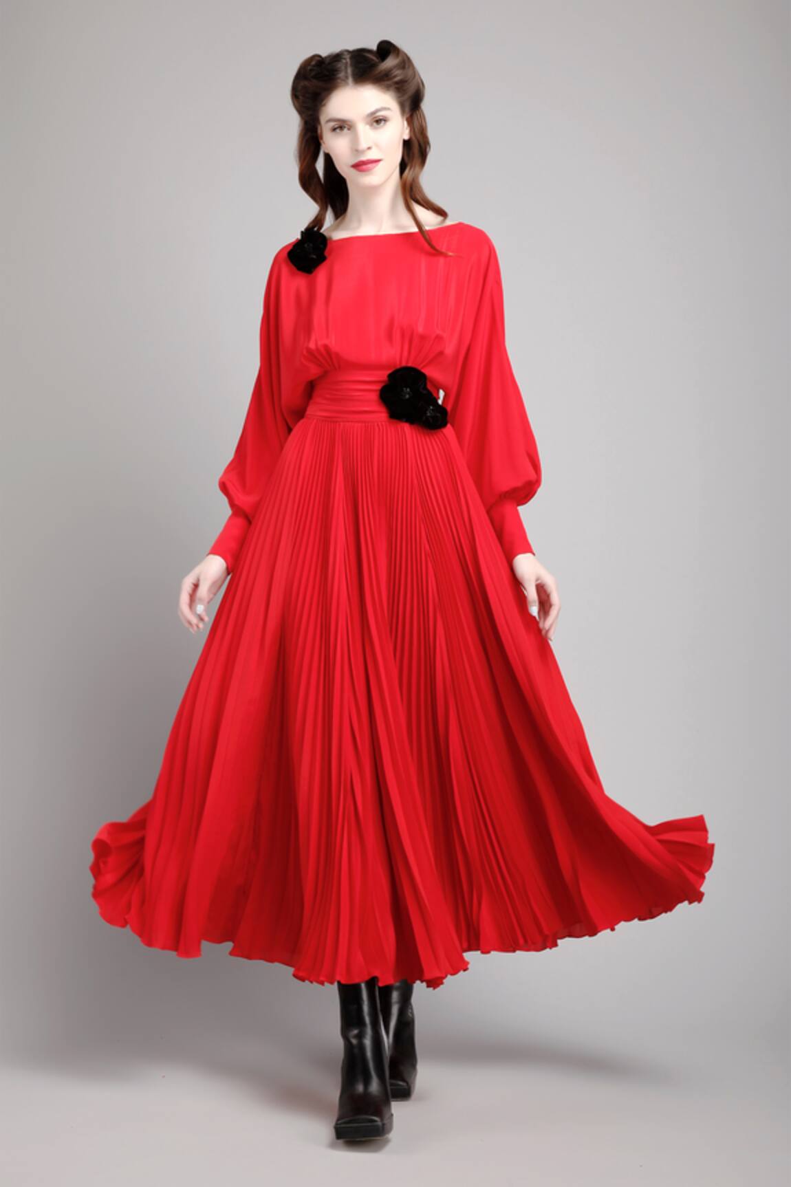 Gauri & Nainika Pleated Flared Midi Dress