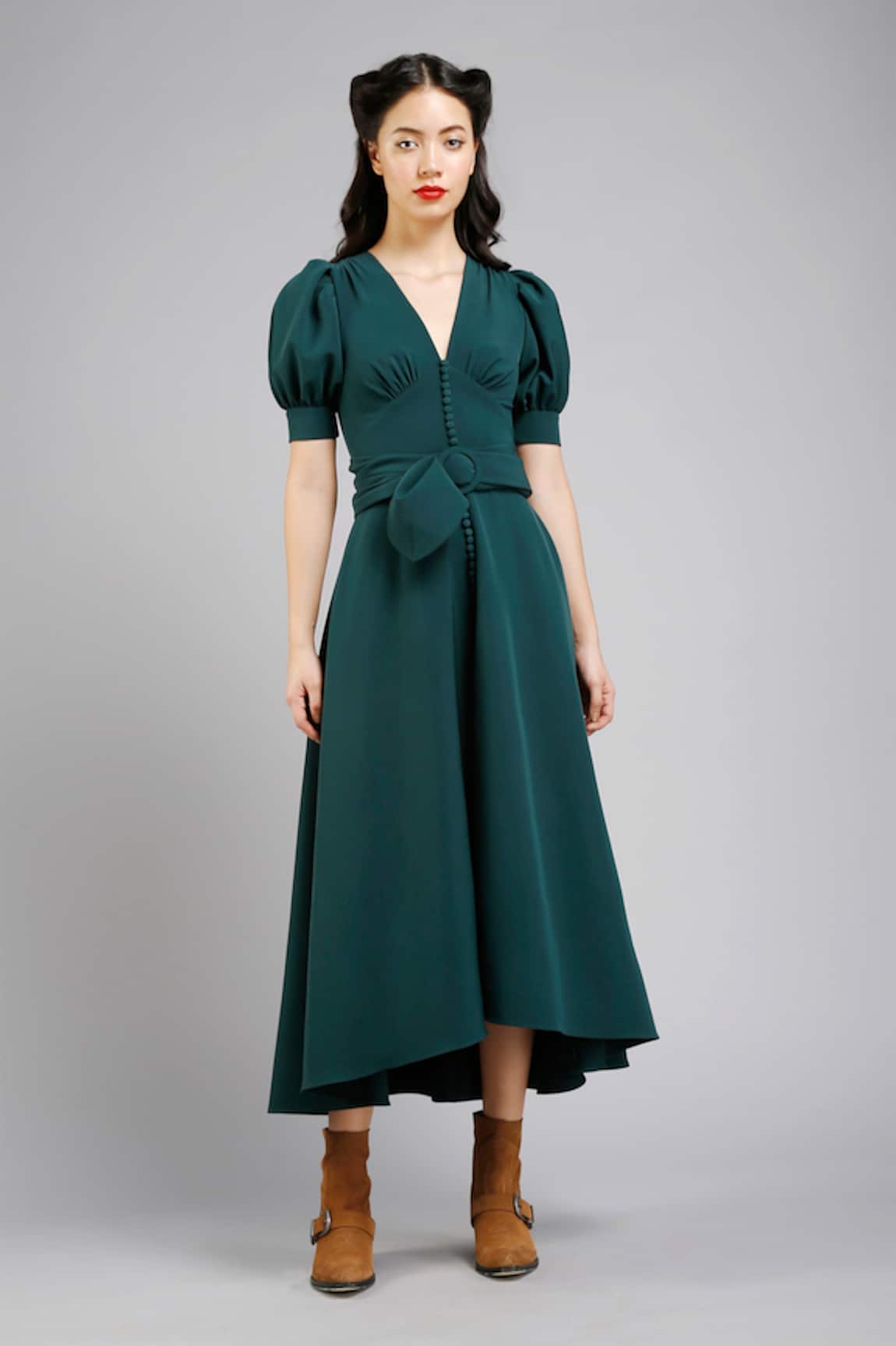 Gauri & Nainika Asymmetric Flared Midi Dress