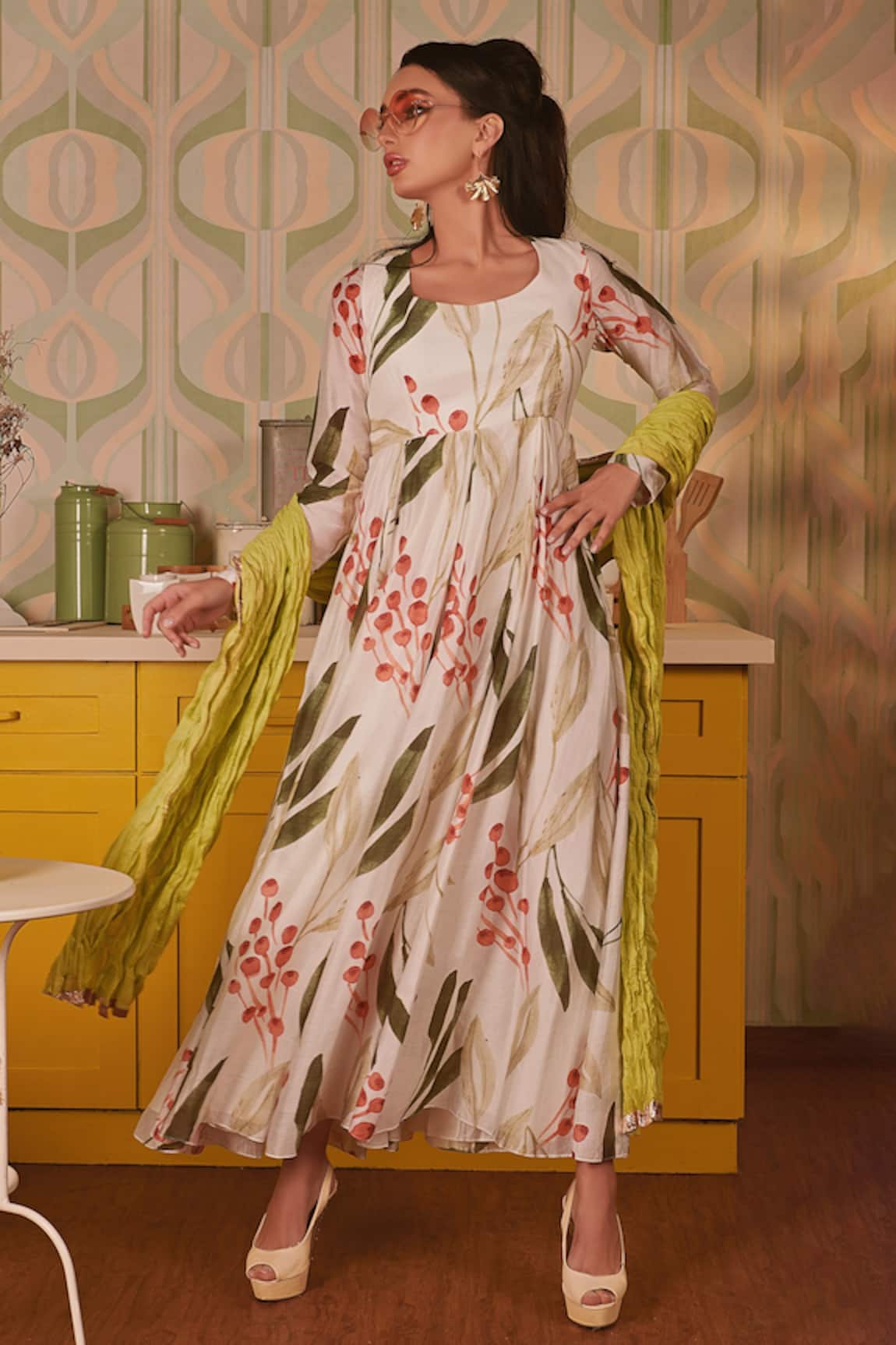 House Of Hiya Printed Anarkali with Dupatta 