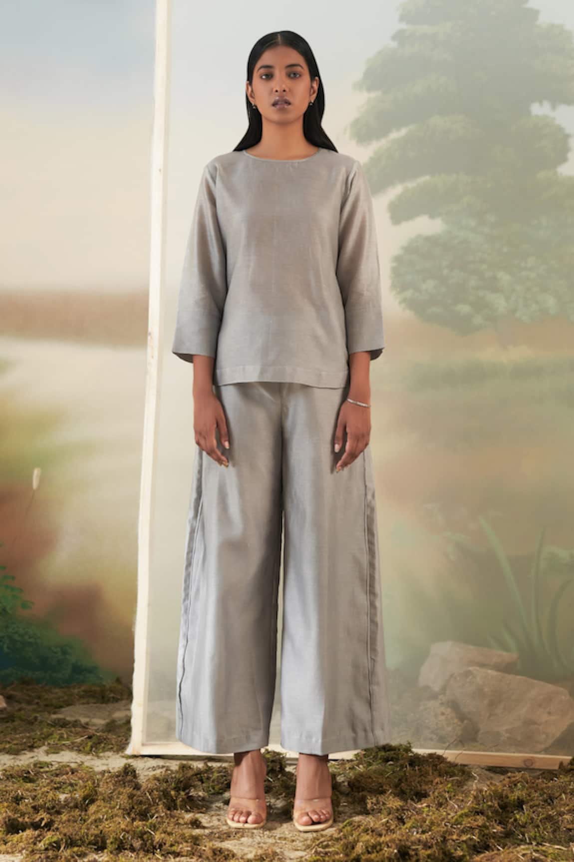 Febo6 Chanderi Top & Pant Set