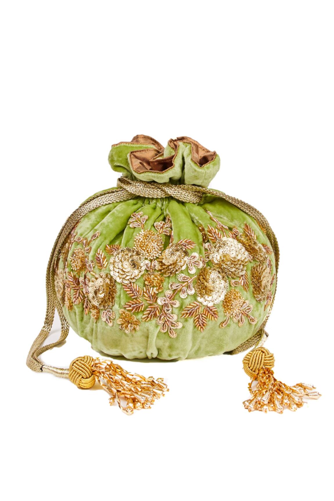 The Pink Potli Dancing Daffodil Embroidered Potli