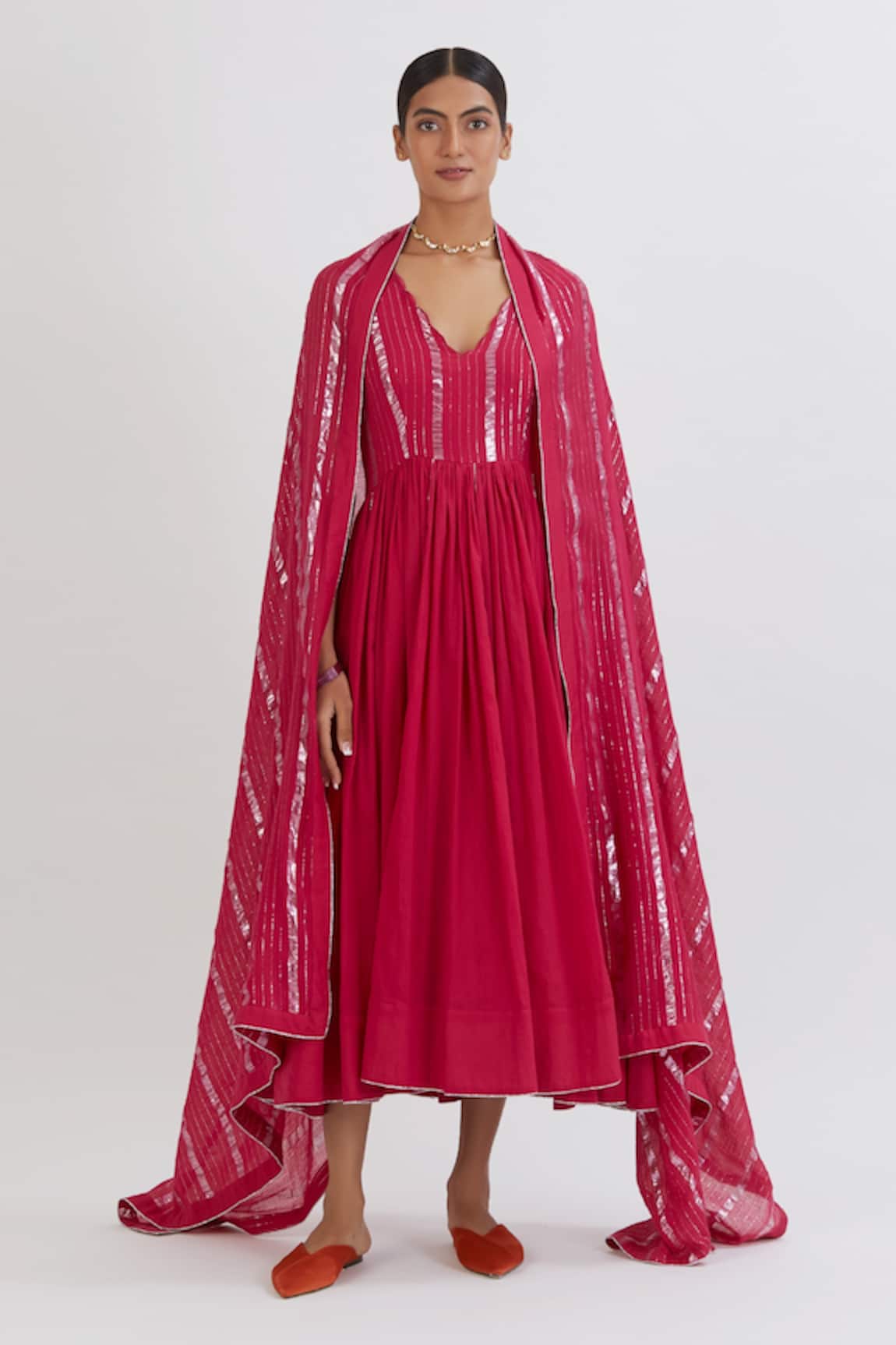 Peeli Dori Gota Anarkali With Dupatta