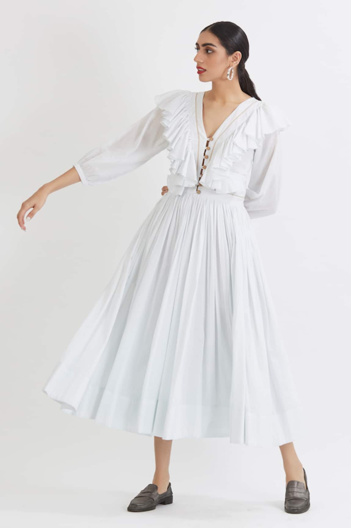 Peeli Dori Ruffle Midi Dress