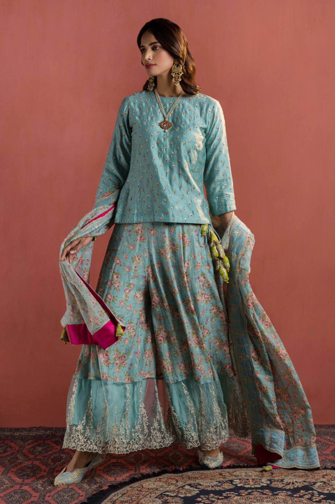 Naaz By Noor Chanderi Embroidered Kurta Set 