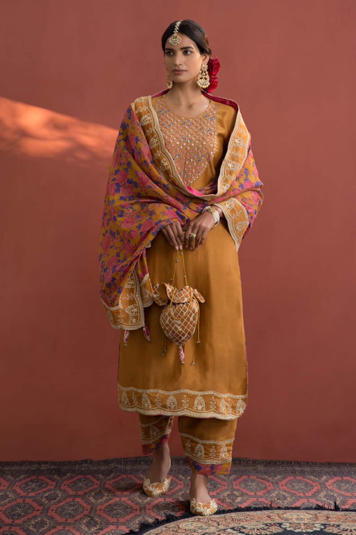 NAAZ BY NOOR Chanderi Embroidered Kurta Set 