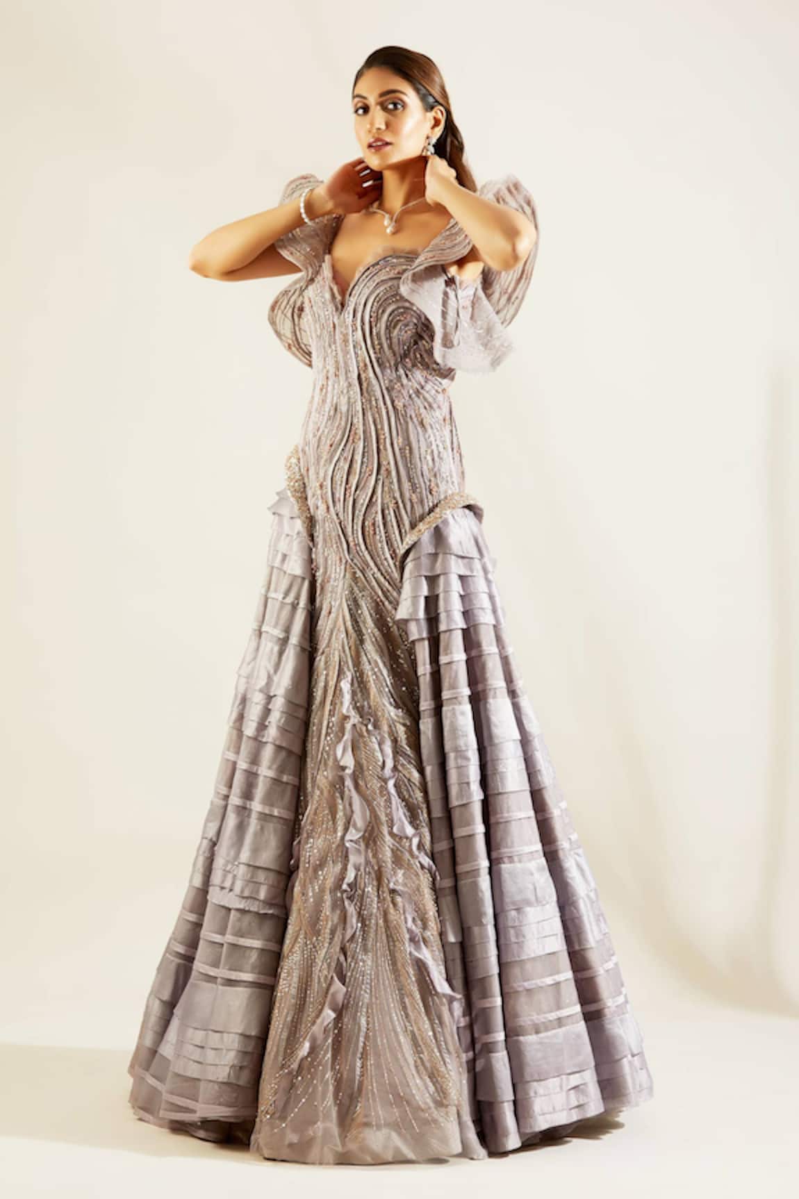 Adaara Couture Silk Ruffle Gown 