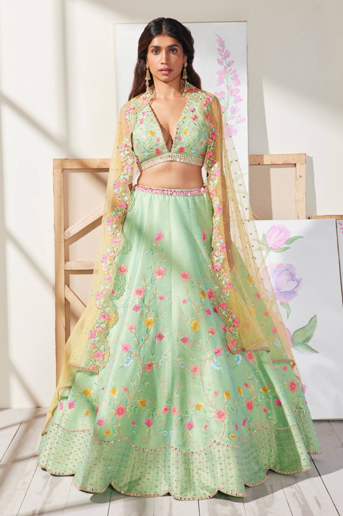 Chamee and Palak Four Seasons Embroidered Bridal Lehenga Set 