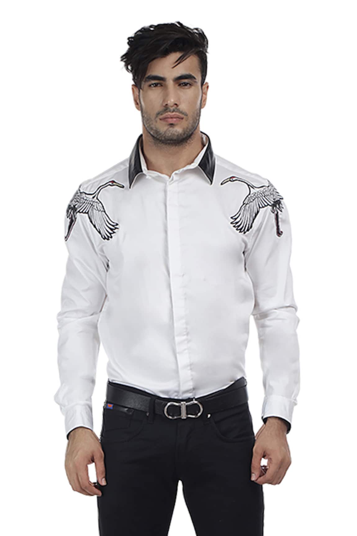 Abkasa Slim-Fit Patchwork Shirt 