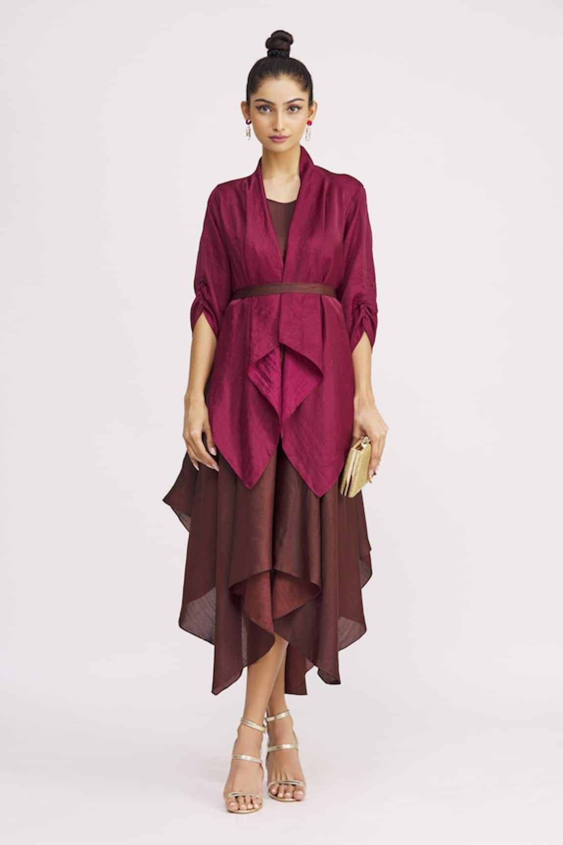 Harsh Harsh Strappy Dress & Draped Jacket Set