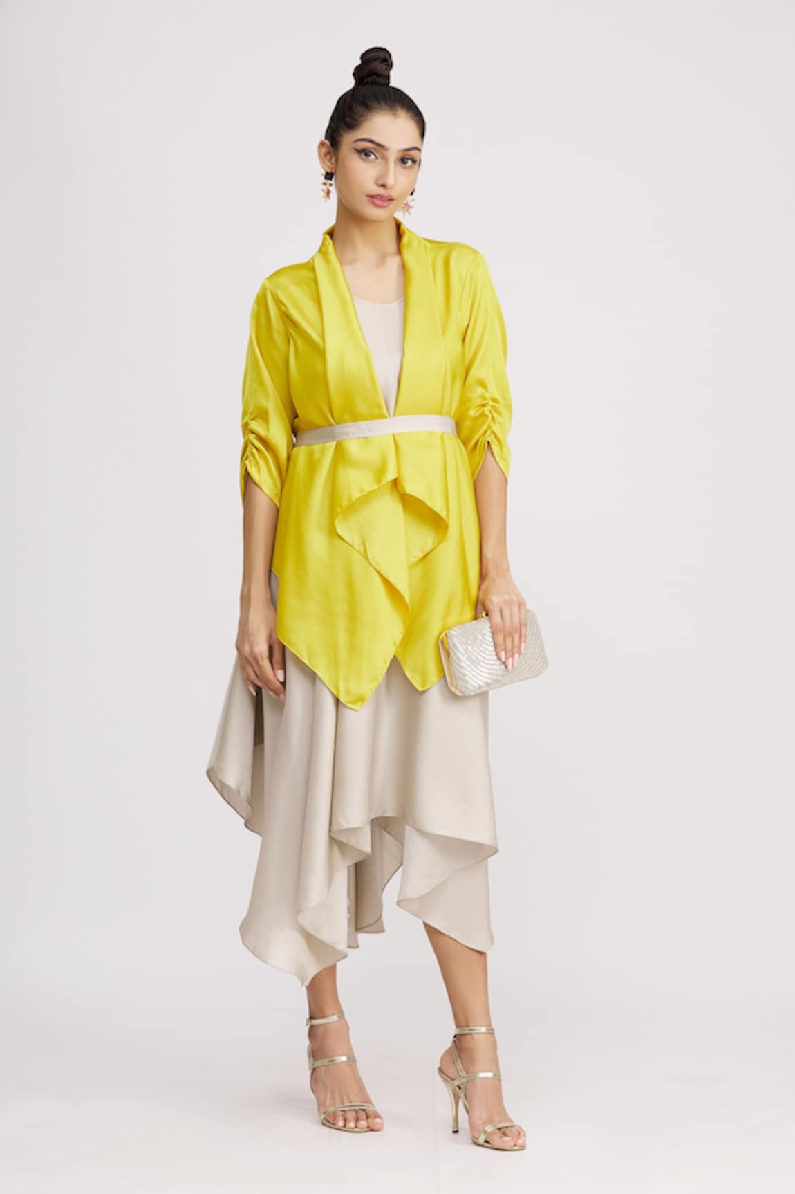 Harsh Harsh Sleeveless Dress & Draped Jacket Set