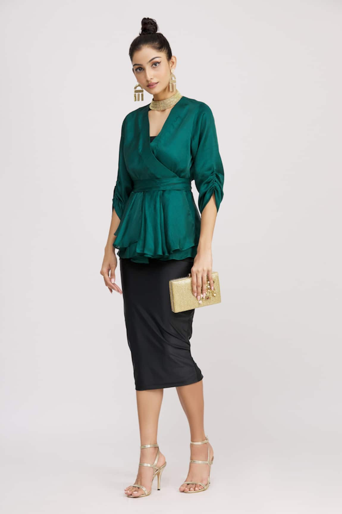 Harsh Harsh Gathered Sleeve Peplum Top