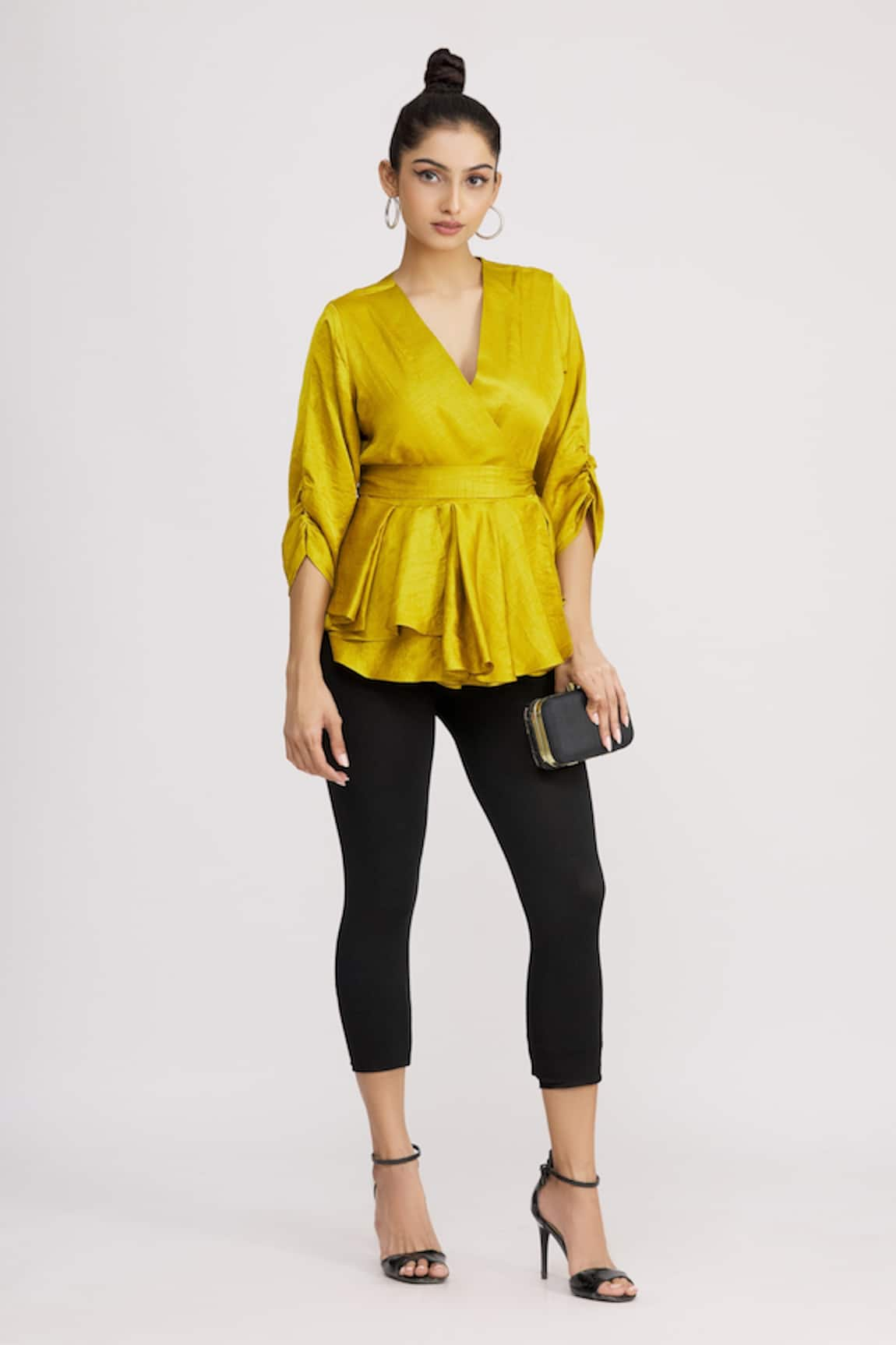 Harsh Harsh Gathered Sleeve Peplum Top