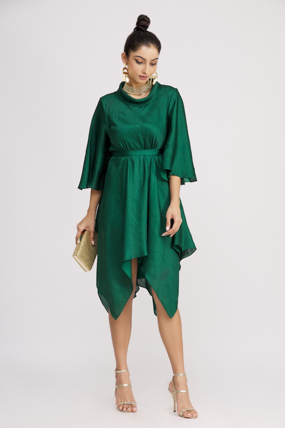 Harsh Harsh Turtle Neck Bell Sleeve Dress