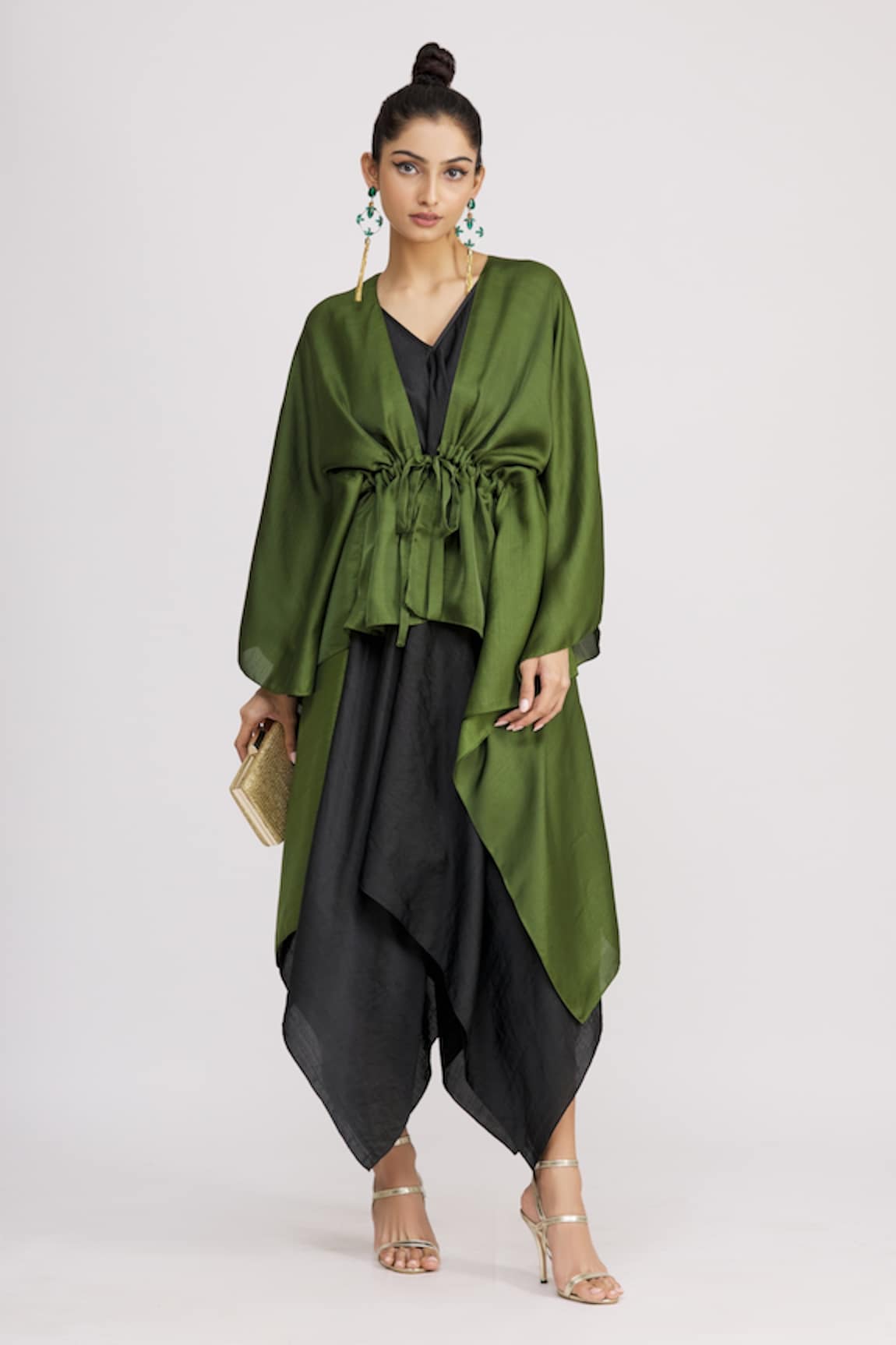 Harsh Harsh Strappy Dress & Draped Jacket Set