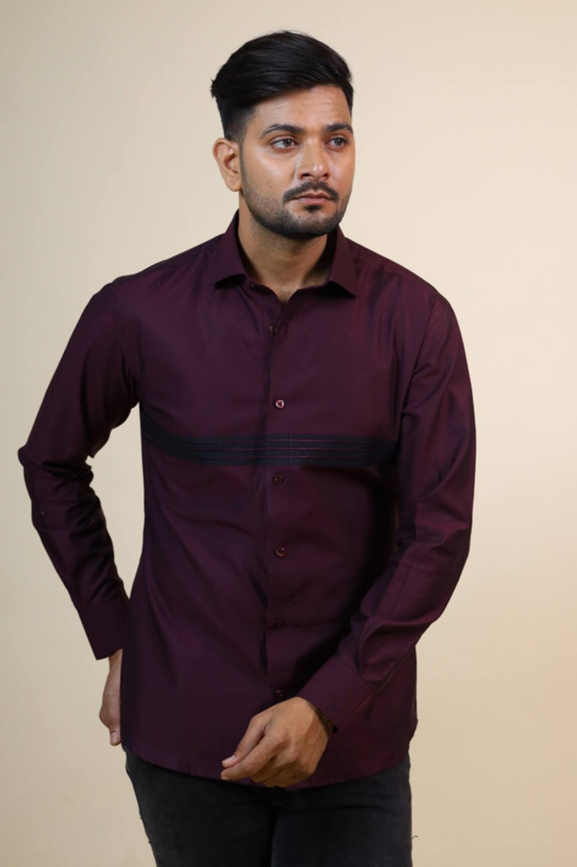 Hilo Design Mauvais Giza Cotton Panelled Shirt