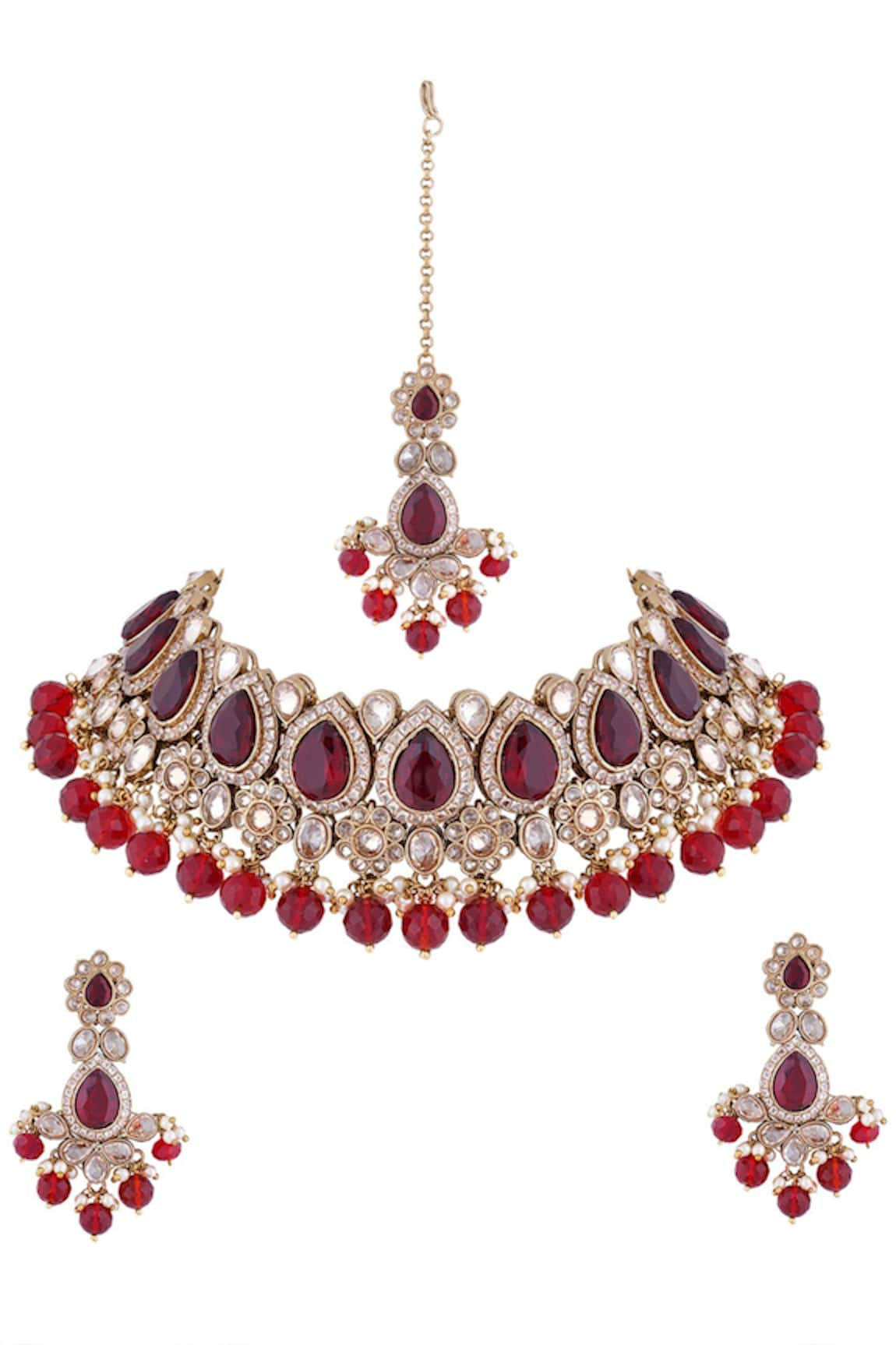 Anayah Jewellery Polki Bead Drop Choker Set