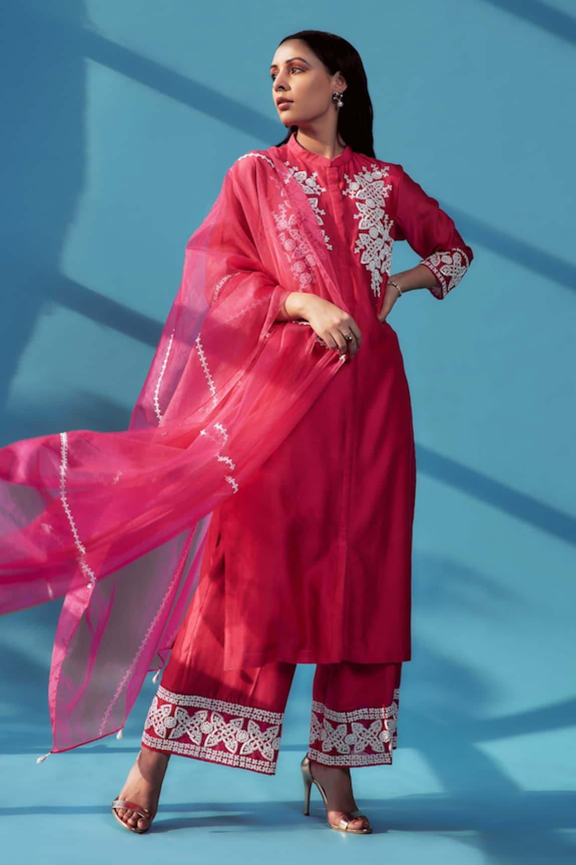 House of Pink Pearl Embroidered Kurta Set
