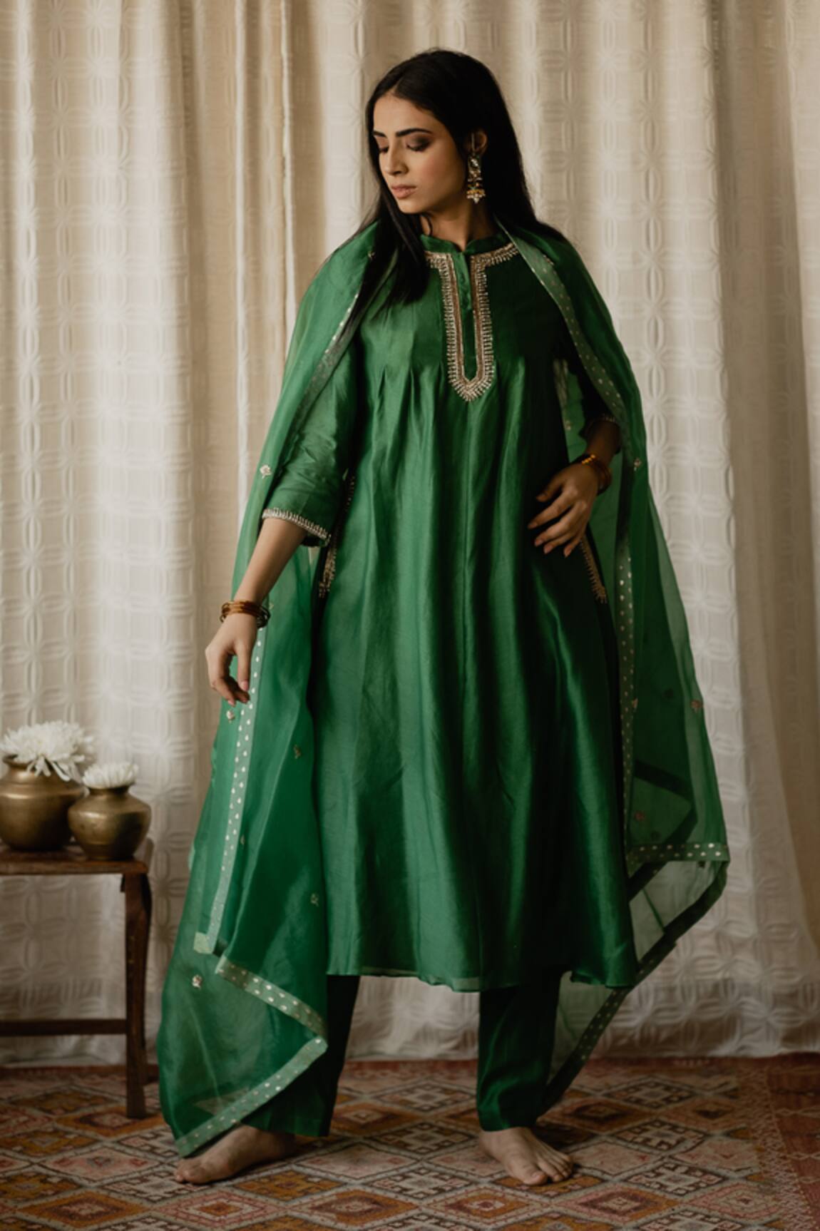 House Of Pink Chanderi Kurta Set