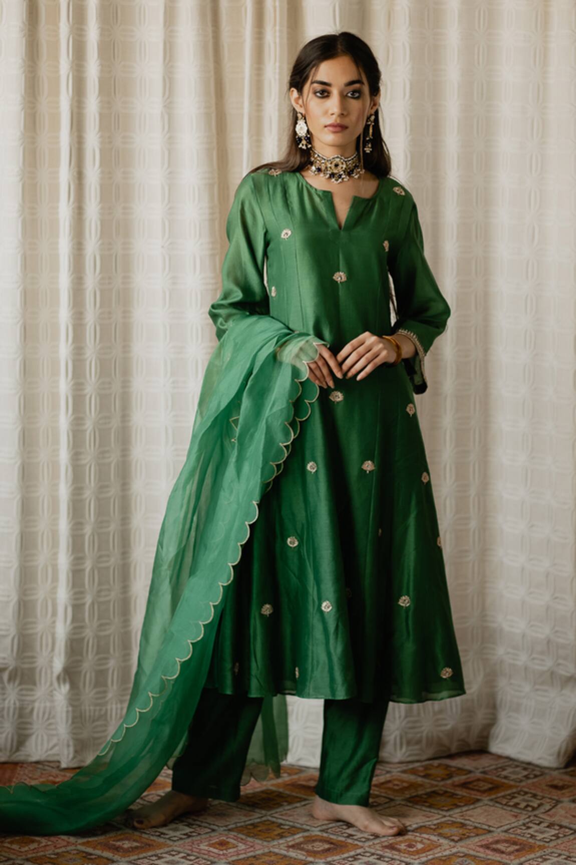 House Of Pink Chanderi Kurta Set