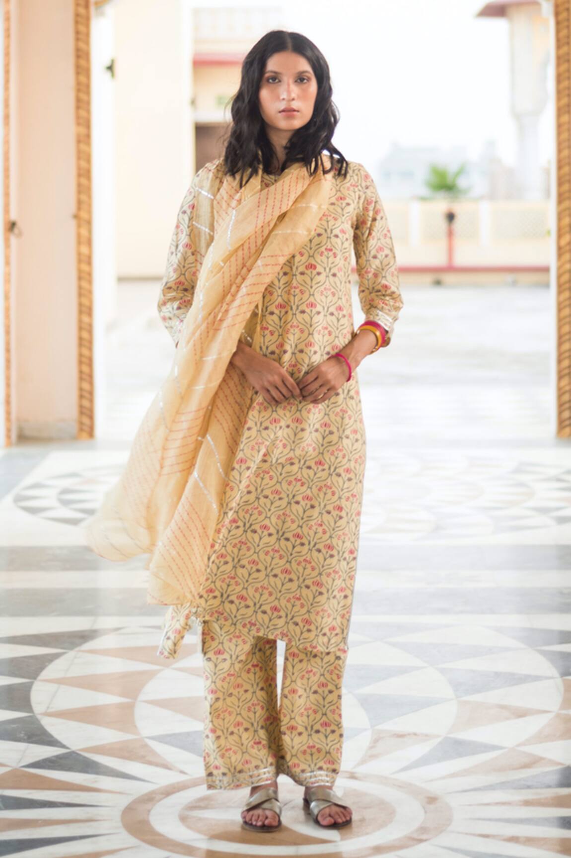 House Of Pink Chanderi Kurta Set