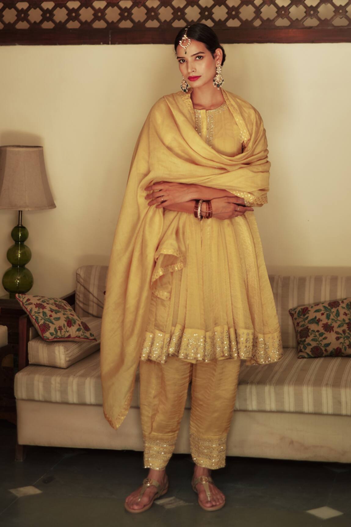 HOUSE OF PINK Chanderi Embroidered Anarkali Set 