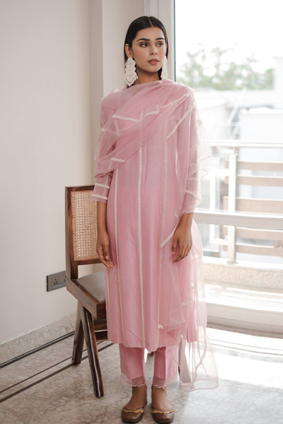 House Of Pink Chanderi Kurta Set
