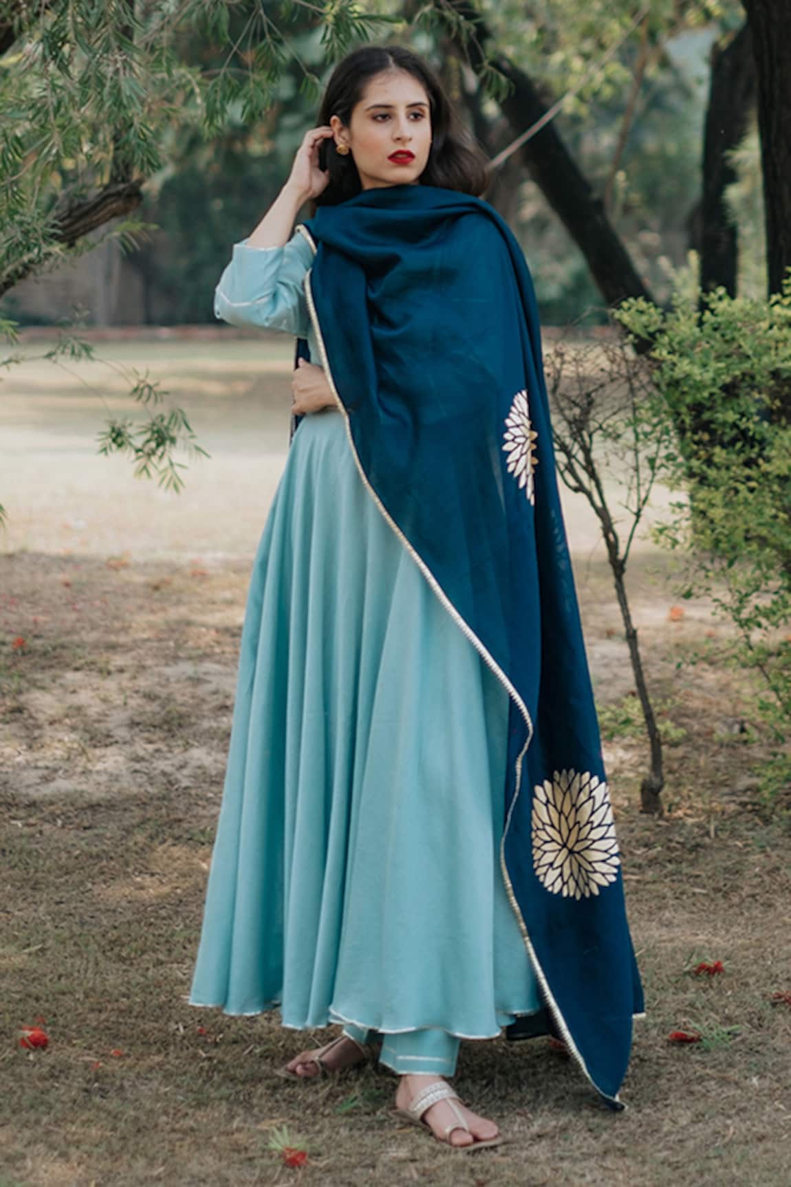 House Of Pink Chanderi Anarkali Set