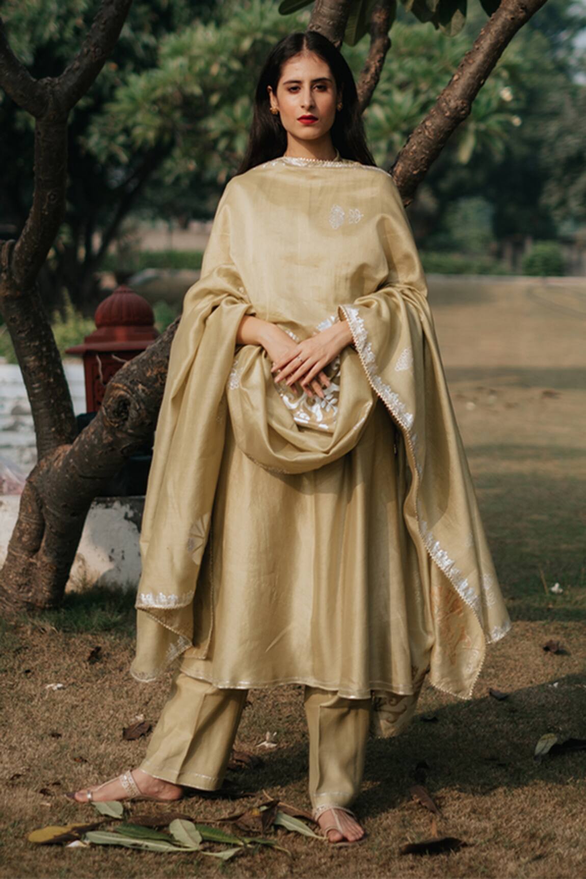 House Of Pink Chanderi Anarkali Set