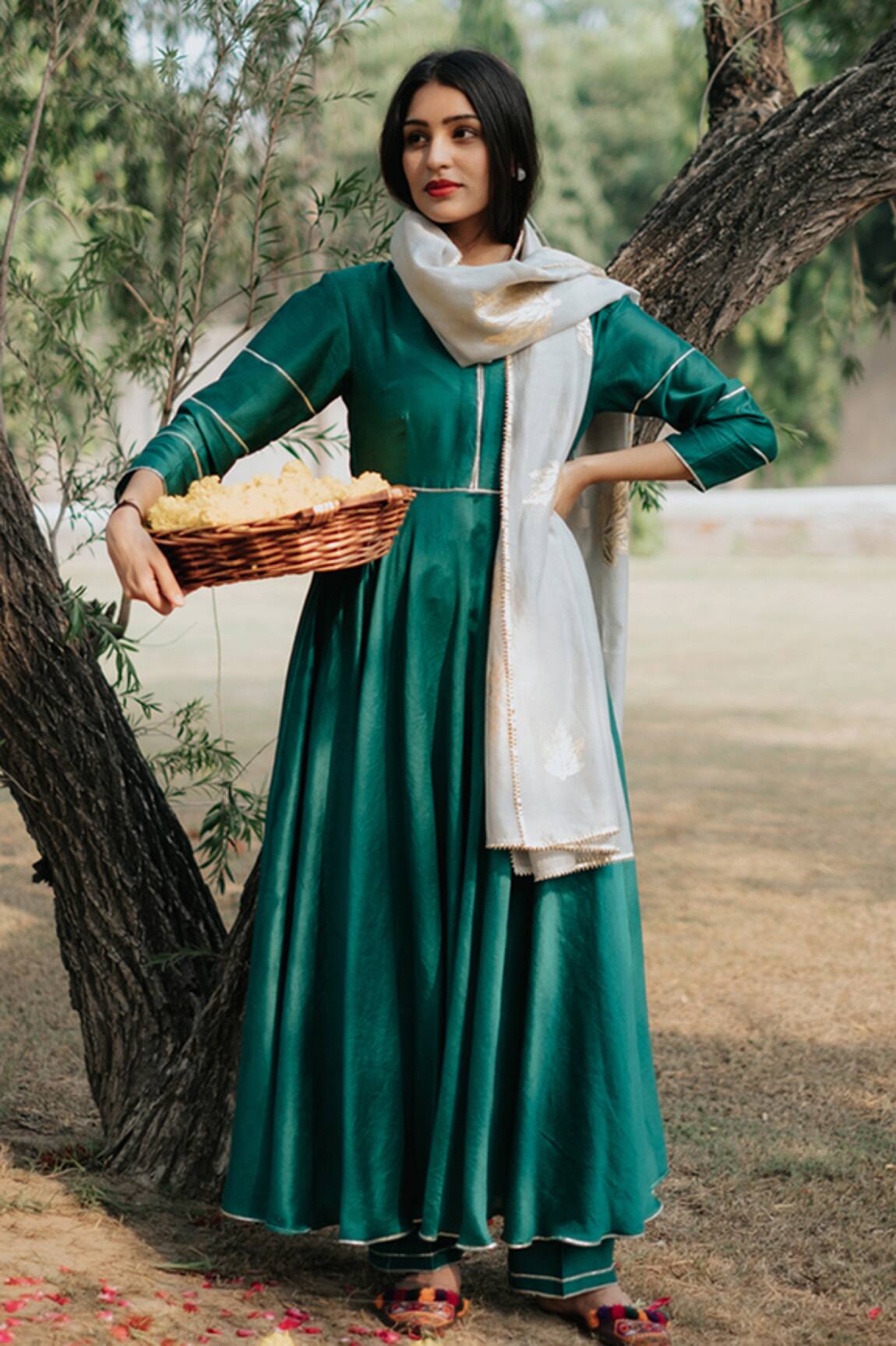 House Of Pink Chanderi Anarkali Set