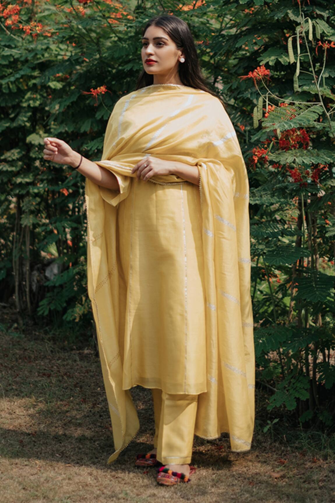 House Of Pink Chanderi Kurta Set