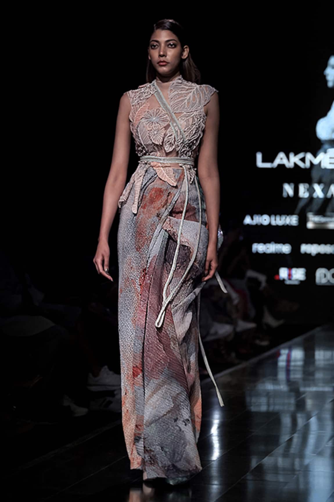 Abhishek Sharma Printed Pre-Draped Saree With Blouse 