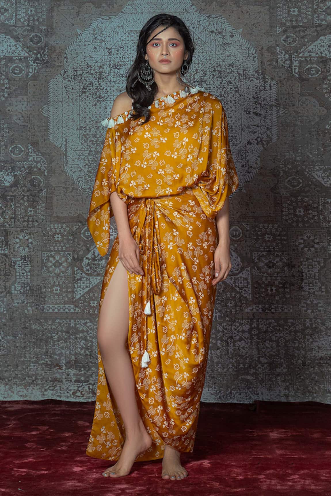NIDHIKA SHEKHAR Floral Print Draped Dress