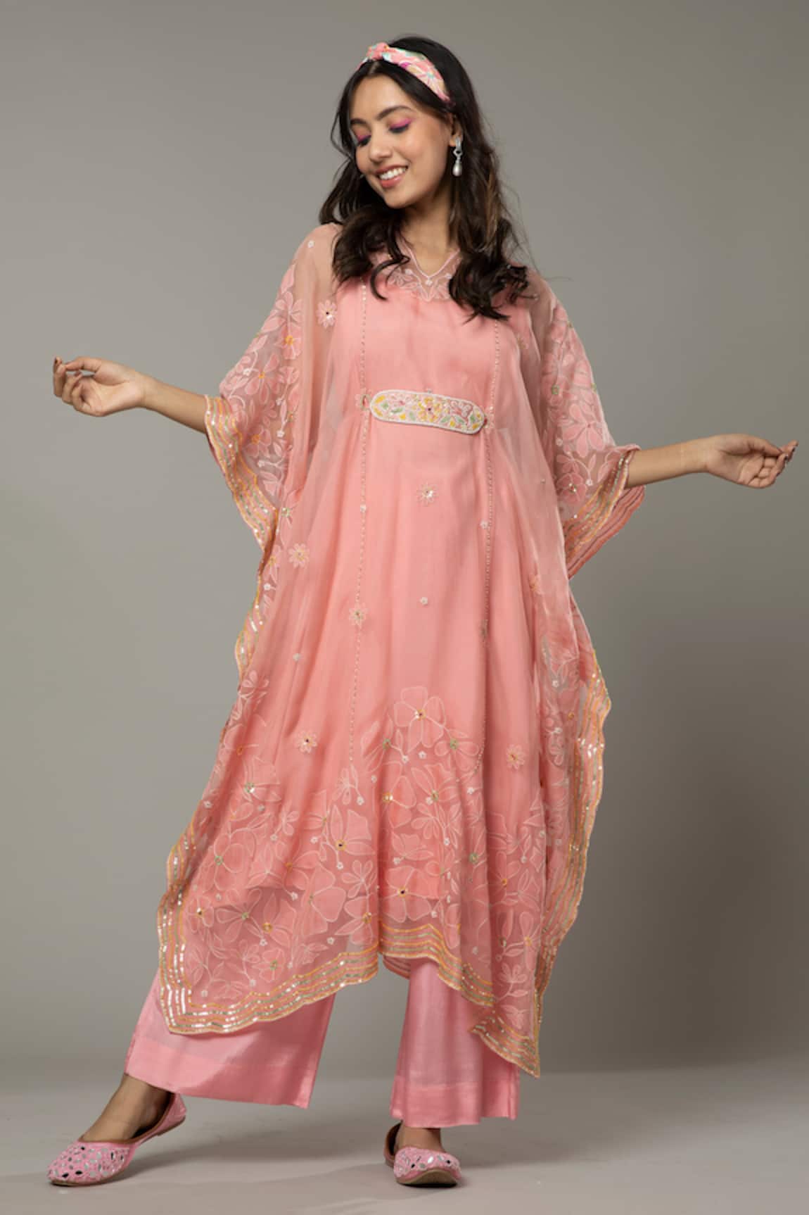 I Am Design Candy Floss Applique Kaftan & Pant Set