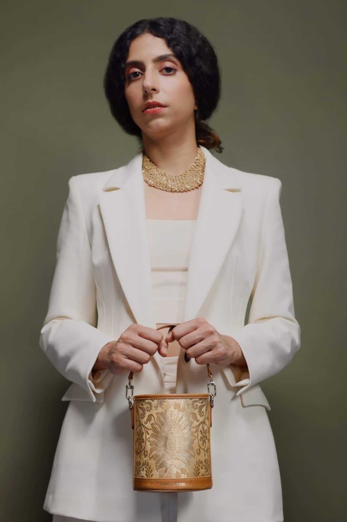 Tan & Loom Floral Brocade Banarasi Woven Potli 