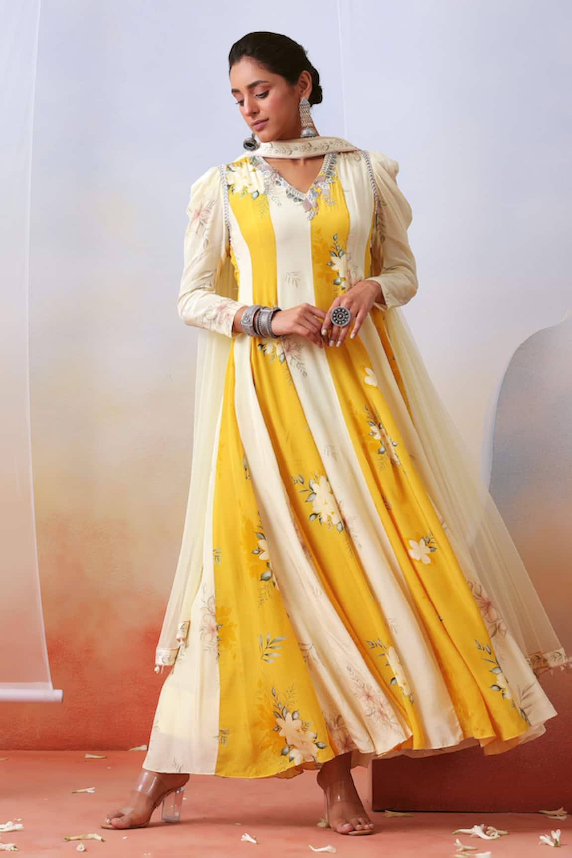 Isha Gupta Tayal Floral Print Anarkali With Dupatta 