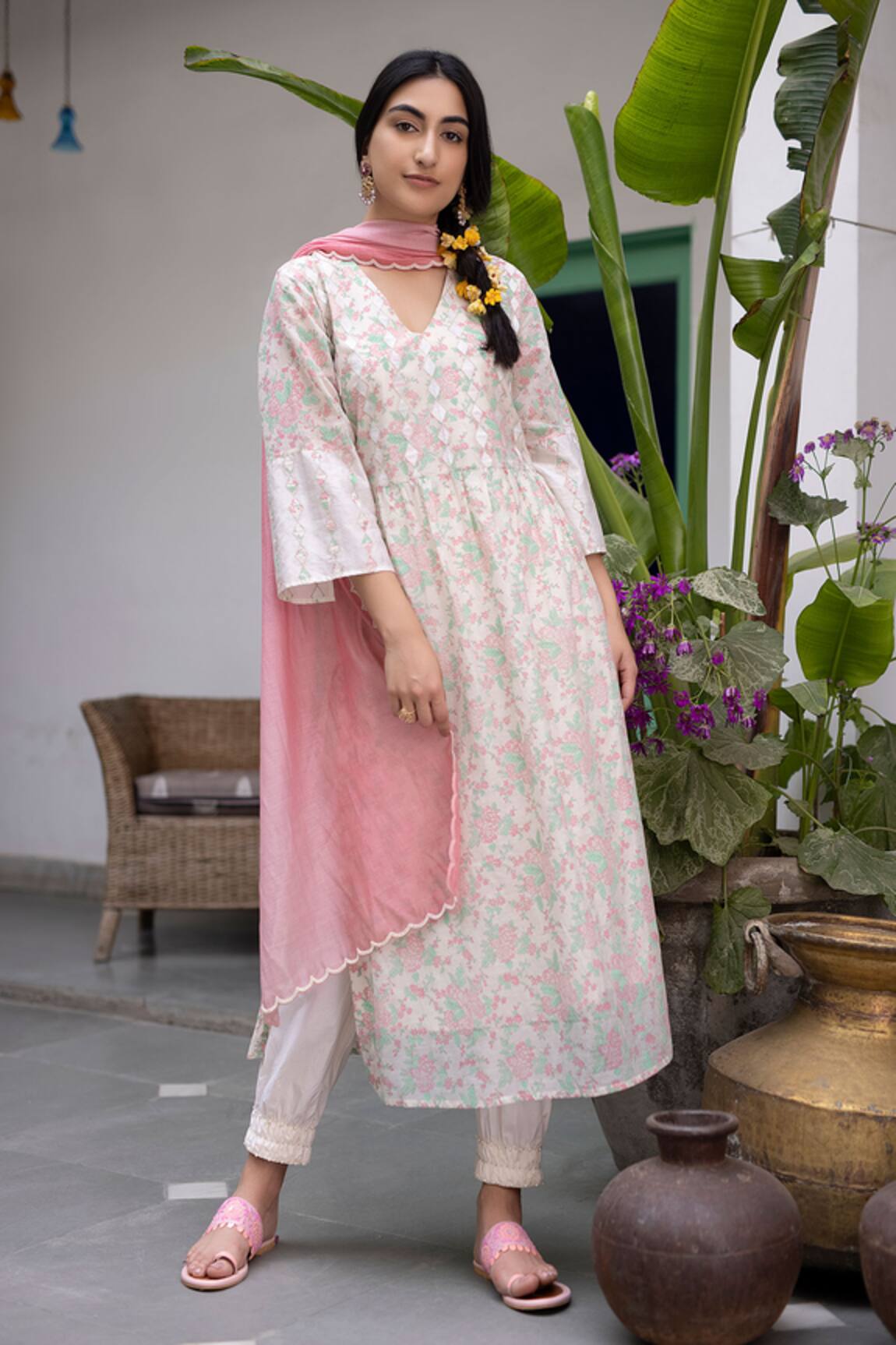 Chhaya Mehrotra Handwoven Chanderi Anarkali Set